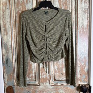 Wild Fable Long Sleeve Cozy Knit Top Green M Cropped